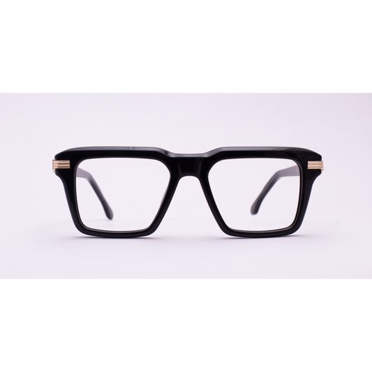 Scott HECTOR Black & Gold Square Full-Rim Acetate Unisex Frame (52-20-145)