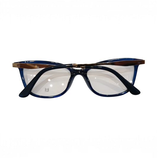 T20 Opticals Agnes Bi 2214 blue acetate cat-eye glasses with stainless steel temples and clear lenses