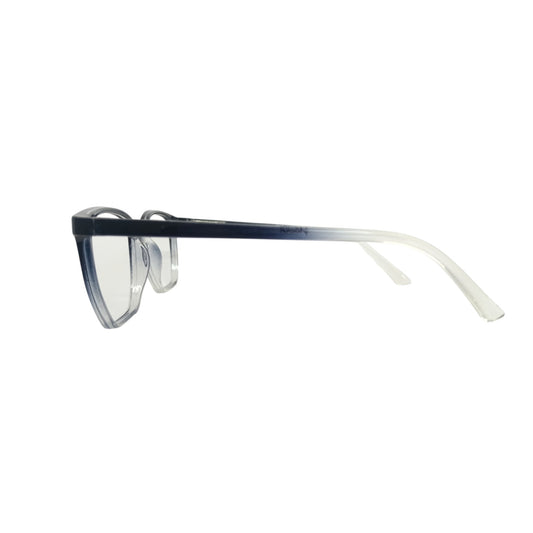 T20 Opticals Growth 2012 angular eyeglasses with a dark to clear gradient plastic frame in a side profile view.