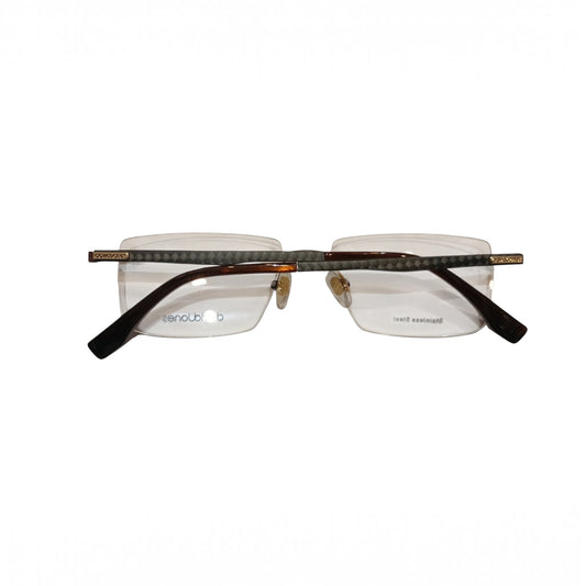 T20 Opticals David Jones DJ-0553 rimless rectangle eyeglasses with carbon fiber temples and stainless steel bridge