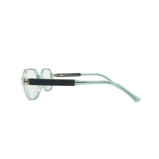 T20 Opticals Growth 1703 angular eyeglasses for boys featuring a light blue plastic frame and black temple accents