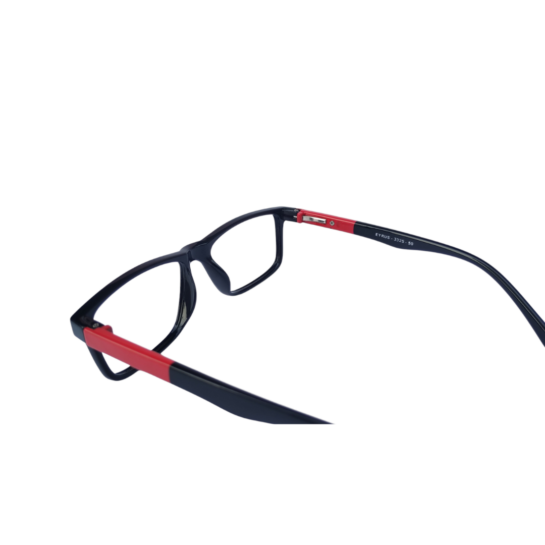 EYRUS 3325 Black & Red Rectangular Two-Tone Plastic Frame (3325 50-18-140 w-135)