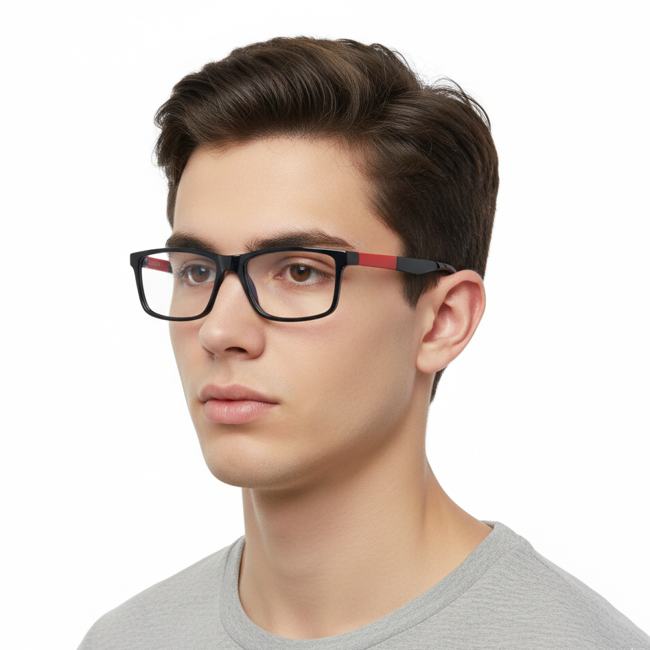EYRUS 3325 Black & Red Rectangular Two-Tone Plastic Frame (3325 50-18-140 w-135)