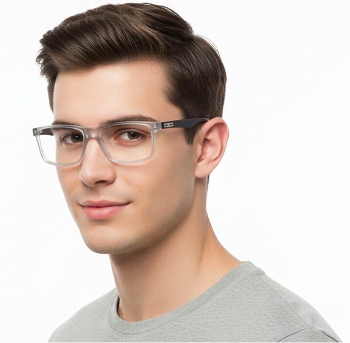 EYRUS 17005 Matte Yellow Rectangular Transparent Acetate Frame (50-18-140 w-137 h-392)