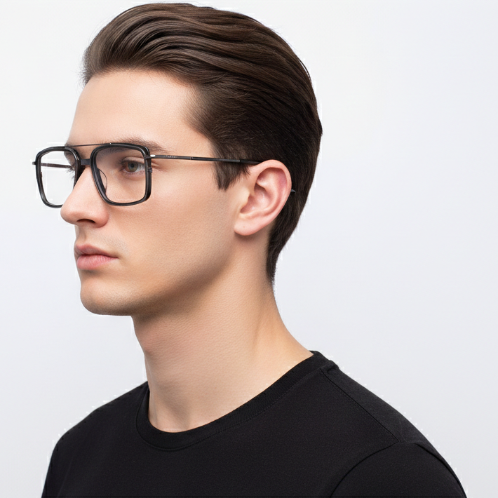 Scott 5757 Gunmetal & Black Square Full-Rim Acetate Unisex Frame (53-18-140)