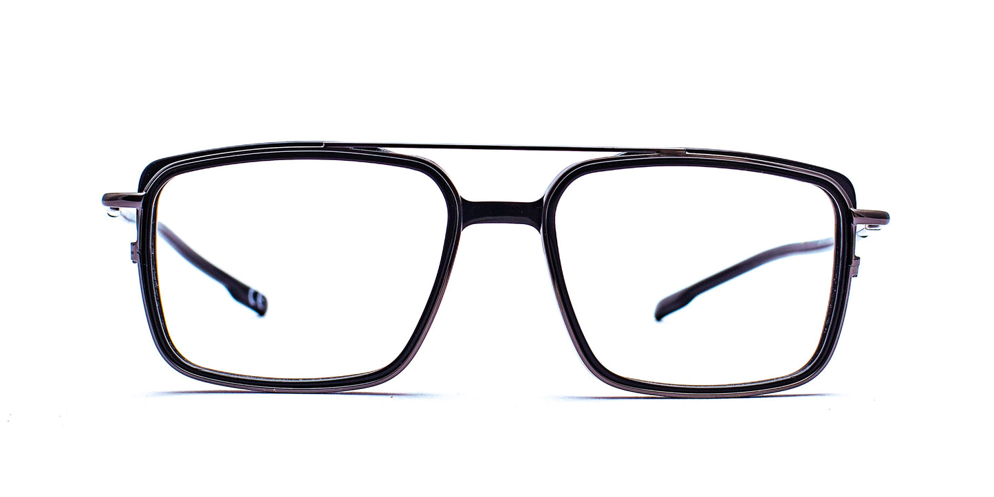 Scott 5757 Gunmetal & Black Square Full-Rim Acetate Unisex Frame (53-18-140)