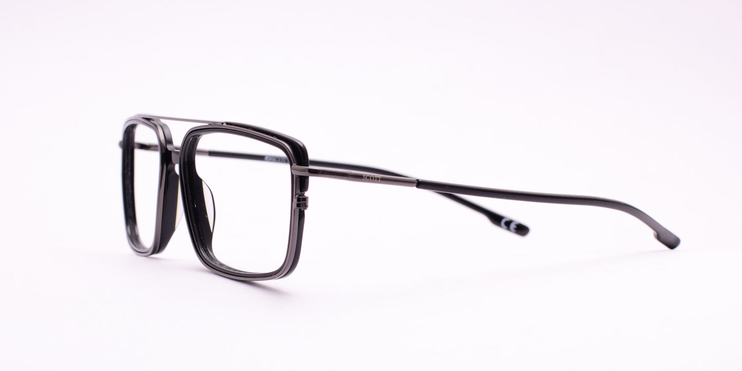 Scott 5757 Gunmetal & Black Square Full-Rim Acetate Unisex Frame (53-18-140)