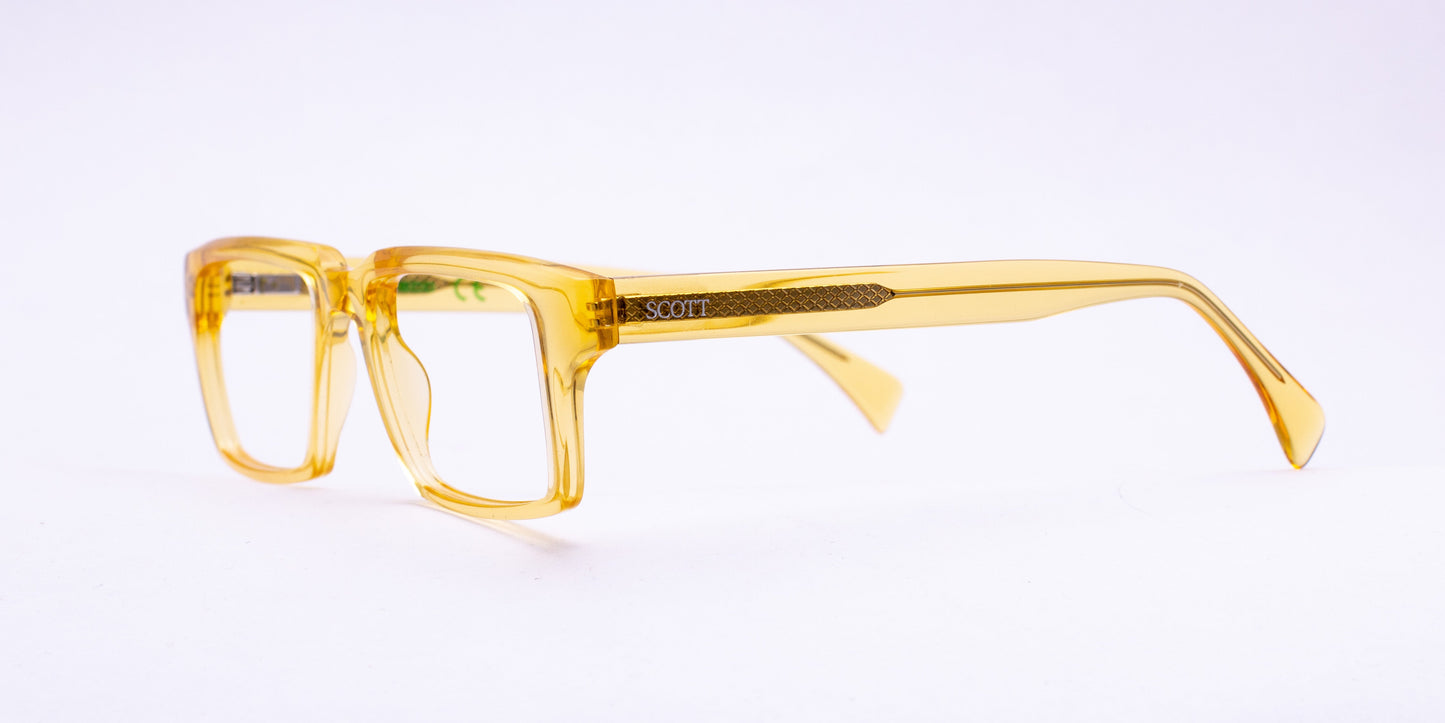 Scott 9041 Transparent Yellow Square Full-Rim Acetate Unisex Frame (51-20-145)