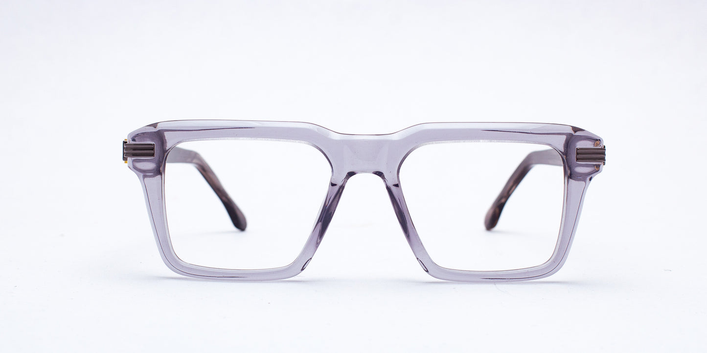 Scott HECTOR Transparent Grey / Gold & Grey Square Full-Rim Acetate Unisex Frame (52-20-145)