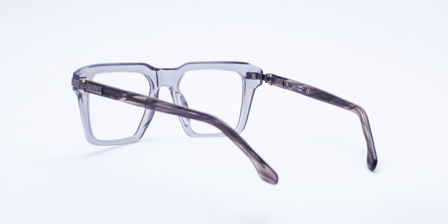 Scott HECTOR Transparent Grey / Gold & Grey Square Full-Rim Acetate Unisex Frame (52-20-145)