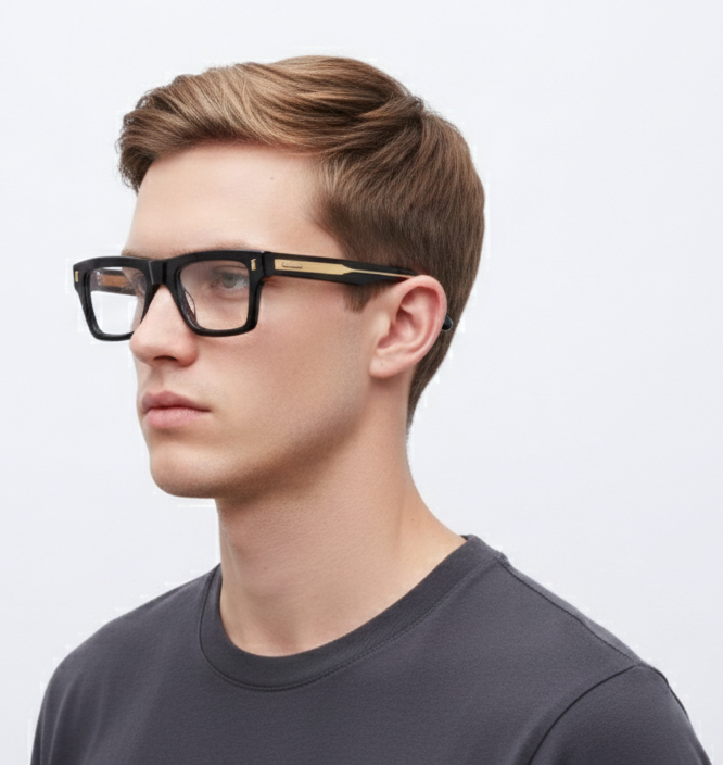 Scott MYSTIQUE Black & Gold Square Full-Rim Acetate Unisex Frame (54-21-145)