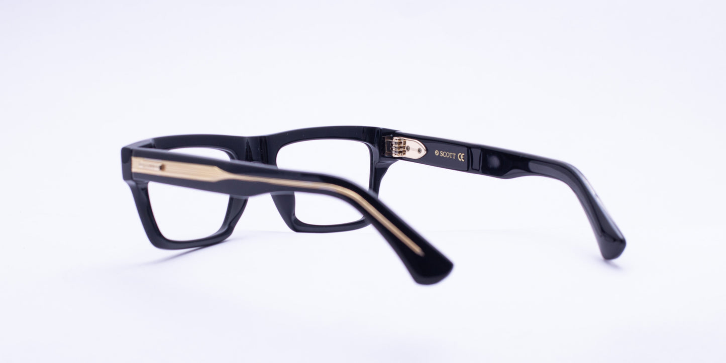 Scott MYSTIQUE Black & Gold Square Full-Rim Acetate Unisex Frame (54-21-145)