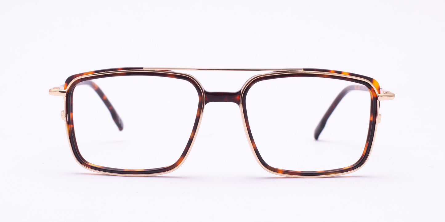 Scott 5757 Gold & Amber Square Full-Rim Acetate Unisex Frame (53-18-140)