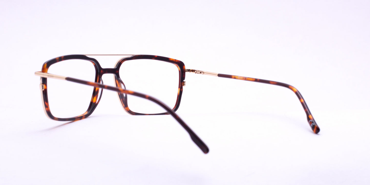 Scott 5757 Gold & Amber Square Full-Rim Acetate Unisex Frame (53-18-140)