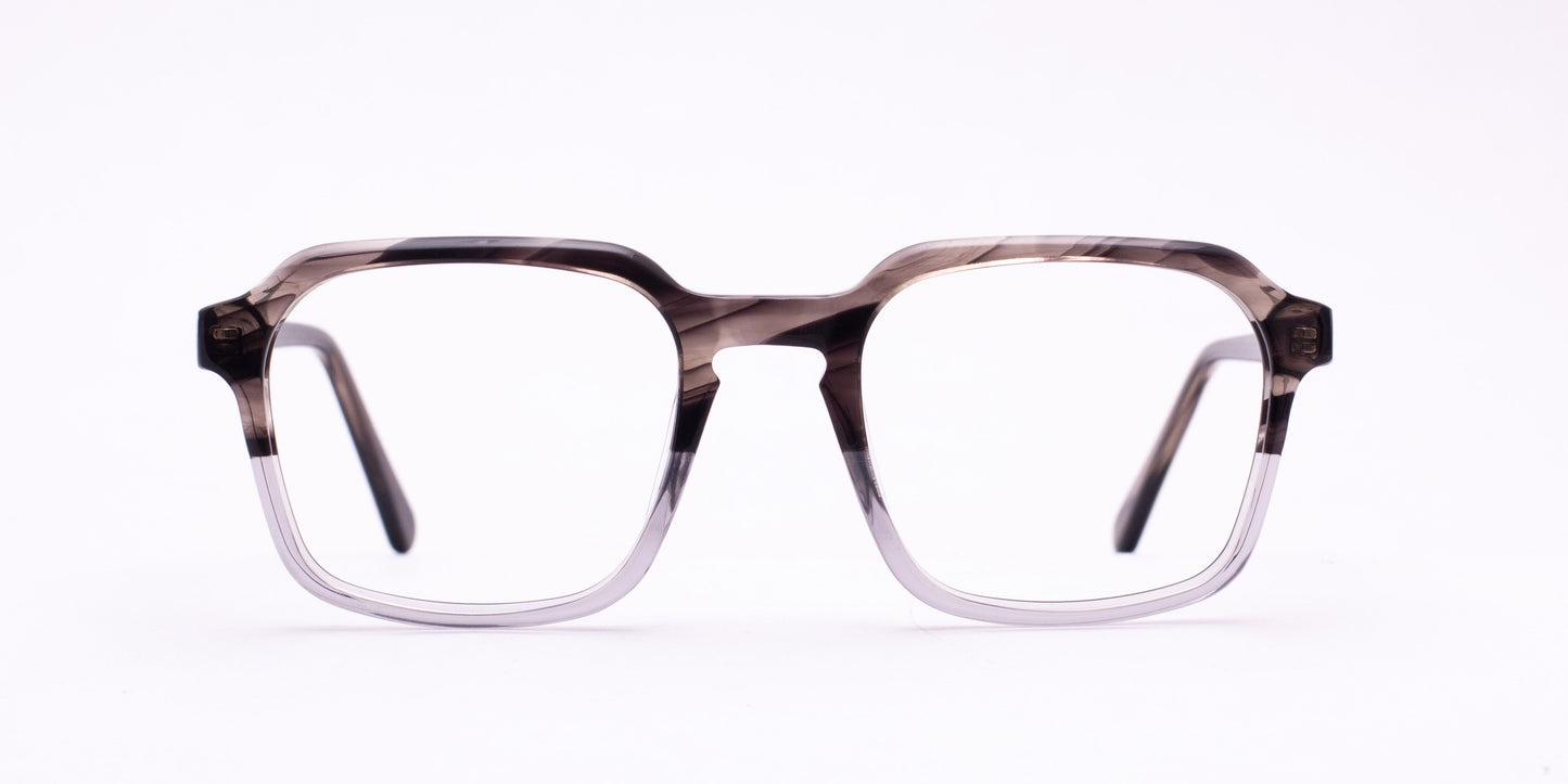 Scott 682A Transparent Grey / Silver & Grey Square Full-Rim Acetate Unisex Frame (52-20-145)