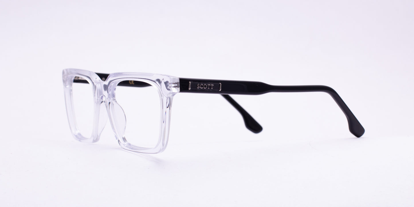 Scott 7034 Transparent / Black Square Full-Rim Acetate Unisex Frame (54-20-145)