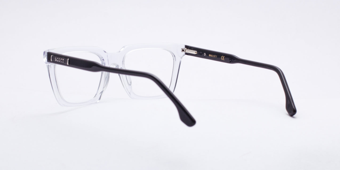 Scott 7034 Transparent / Black Square Full-Rim Acetate Unisex Frame (54-20-145)