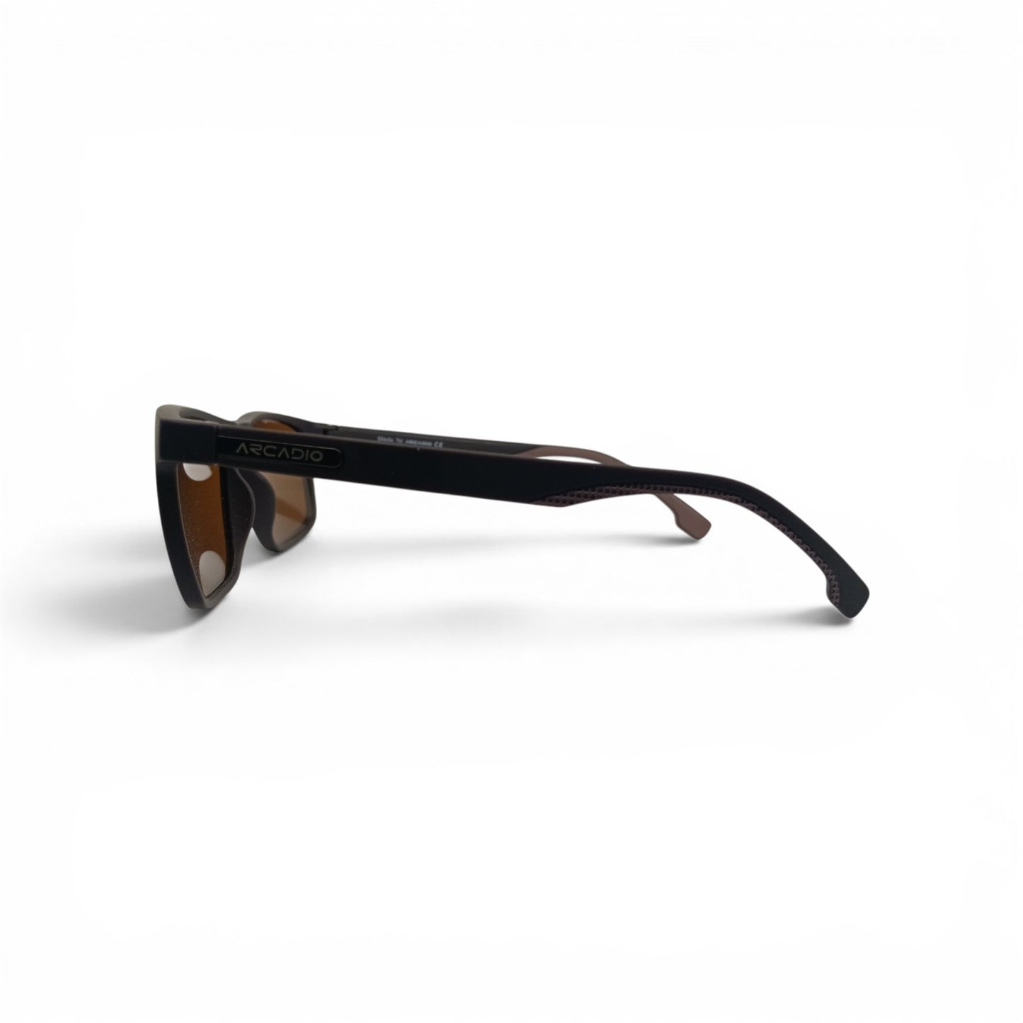 Arcadio AR254 Rectangle Mens Matte Brown Sunglasses