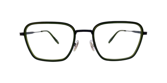 David Jones DJ 0404 52-20-143 Transparent Dark green & Matte black Square Unisex Prescription Eyewear