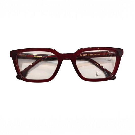 T20 Opticals Agnes Bi 2277 cat eye full-frame eyeglasses in deep red acetate for a sophisticated feminine look.