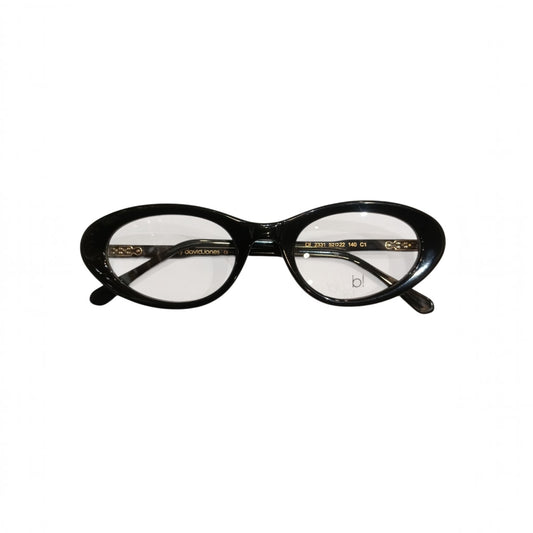 T20 Opticals Agnes Bi 2331 black acetate cat-eye eyeglasses with a full-frame design for women.