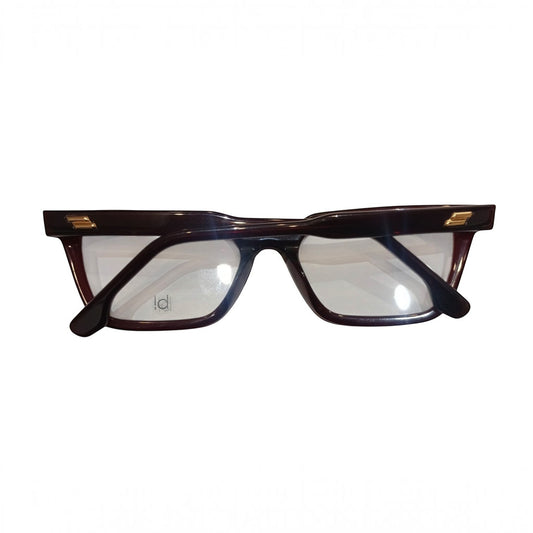 T20 Opticals Agnes Bi 2277 dark acetate cat eye eyeglasses with gold-tone temple accents