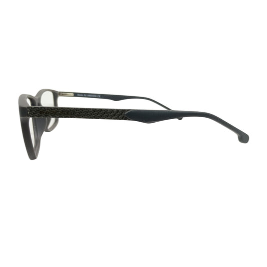 T20 Opticals Arcadio SF4602 rectangle full-frame eyeglasses with black TR90 temples and carbon fiber texture detail.