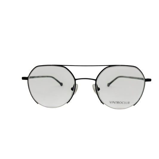 T20 Opticals Vintro Club GDM066 black stainless steel half-frame aviator eyeglasses for men