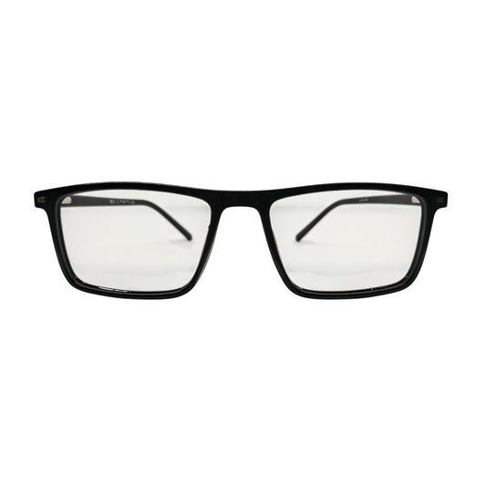 T20 Opticals Growth 8001 black rectangle full-frame eyeglasses for men with a clean and contemporary design.
