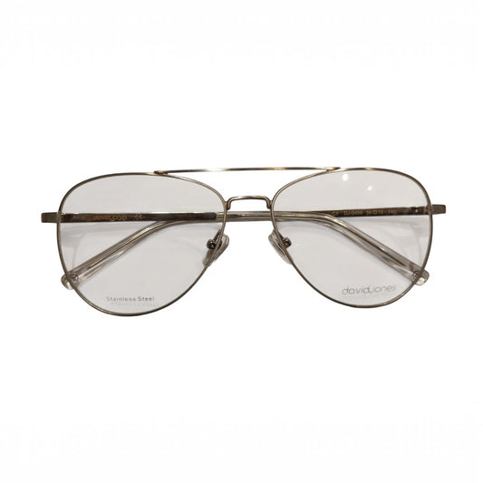 T20 Opticals David Jones DJ-0499 aviator eyeglasses with a silver stainless steel full-frame design.