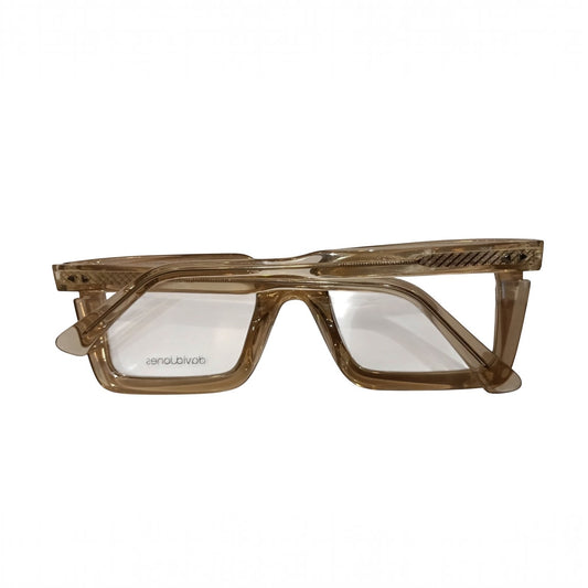 T20 Opticals David Jones DJ-2313 brown acetate rectangular full-frame eyeglasses with textured temple detailing