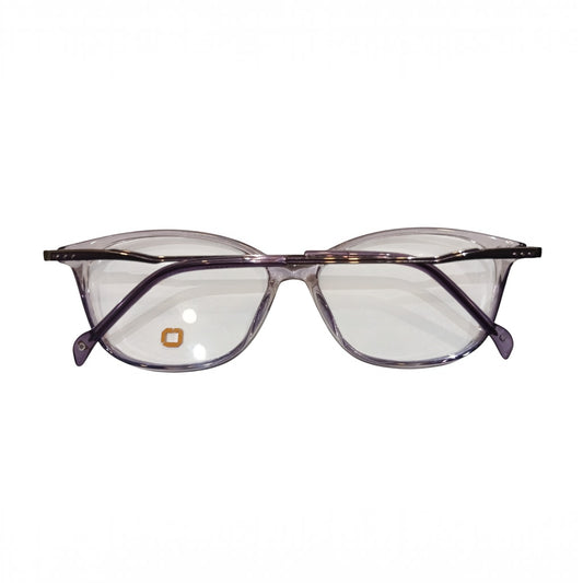 T20 Opticals David Jones MOD.08001 cat-eye eyeglasses with a translucent purple TR90 frame and stainless steel temples.