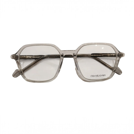 T20 Opticals David Jones DJ-2298 angular full-frame eyeglasses in clear acetate for men
