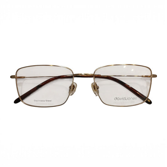 T20 Opticals David Jones DJ-0506 gold stainless steel rectangular full-frame eyeglasses for men