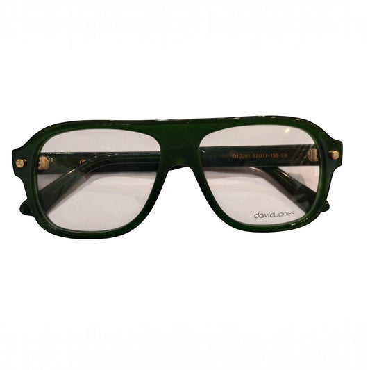 T20 Opticals David Jones DJ-2281 green acetate full-frame aviator eyeglasses for men