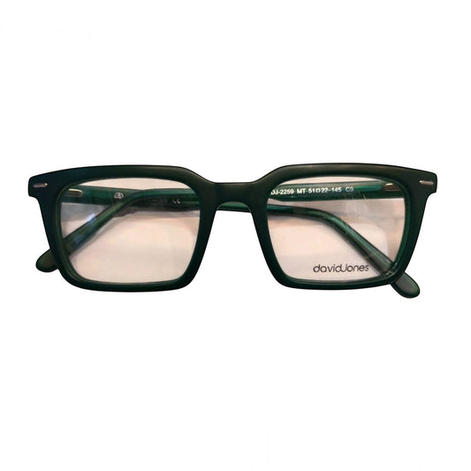 T20 Opticals David Jones DJ-2259 dark green rectangular full-frame acetate eyeglasses for men