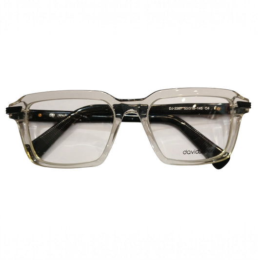 T20 Opticals David Jones DJ-2267 rectangle full-frame eyeglasses with clear acetate frames and black temples.