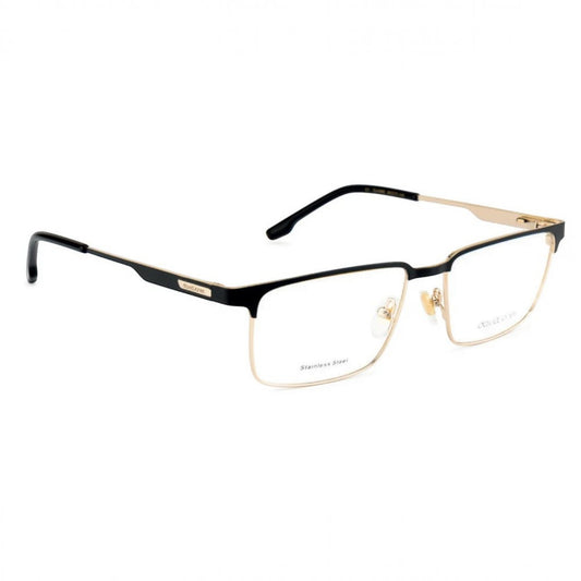 T20 Opticals David Jones DJ-0466 rectangle eyeglasses featuring a black and gold stainless steel frame for men.