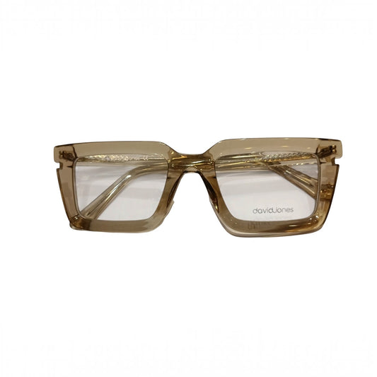T20 Opticals David Jones DJ-2313 rectangular full-frame eyeglasses in transparent brown acetate for men