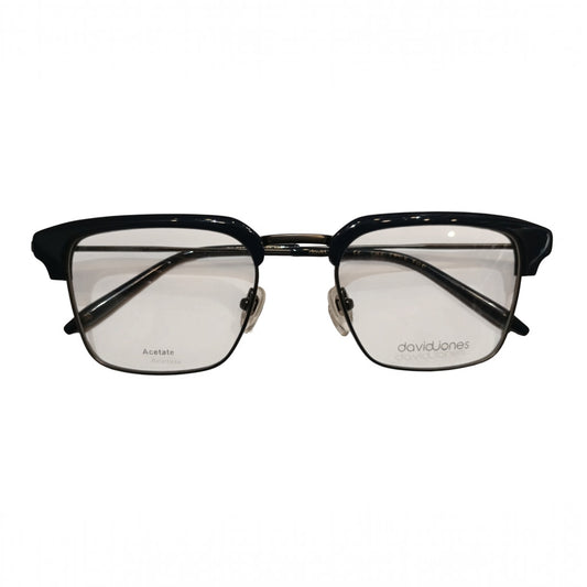 T20 Opticals David Jones DJ-0560 black square full-frame eyeglasses with acetate temples for a modern professional look