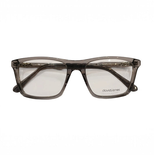 T20 Opticals David Jones DJ-2332 square full-frame eyeglasses in translucent grey acetate for men