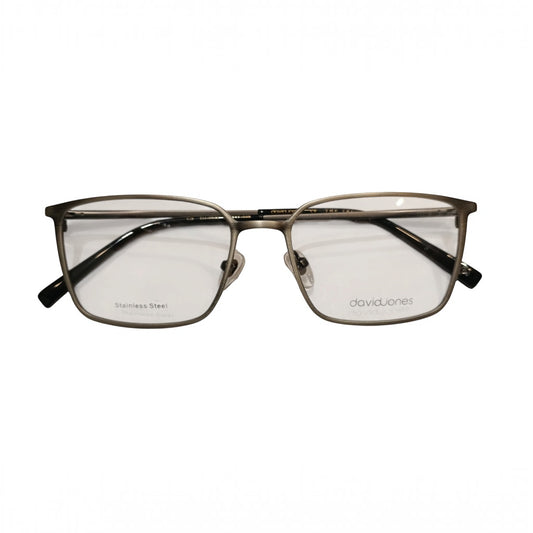 T20 Opticals David Jones DJ-0542 square full-frame eyeglasses with stainless steel temples in a metallic finish.