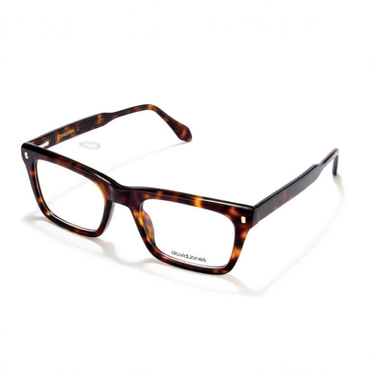 T20 Opticals David Jones DJ-2228 rectangle eyeglasses in a classic brown tortoiseshell acetate full-frame design.