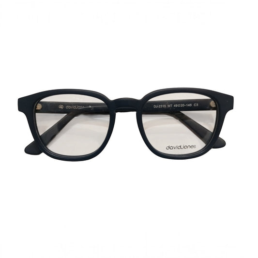 T20 Opticals David Jones DJ-2315 black acetate full-frame Wayfarer eyeglasses for men