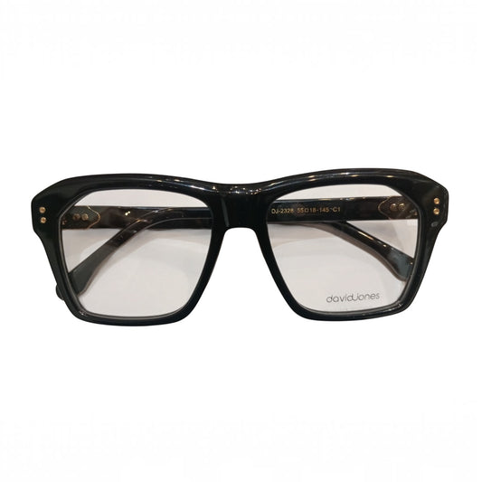 T20 Opticals David Jones DJ-2328 black acetate full-frame Wayfarer eyeglasses for men
