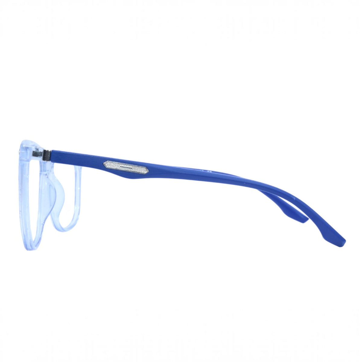T20 Opticals EYERUS 9982 men's square panto glasses with transparent light blue front and dark blue temples