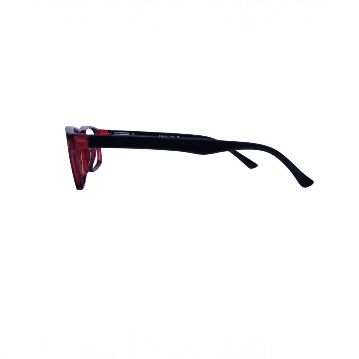 T20 Opticals EYRUS 3326 women's rectangle full-rim glasses with transparent wine red frames and black temples