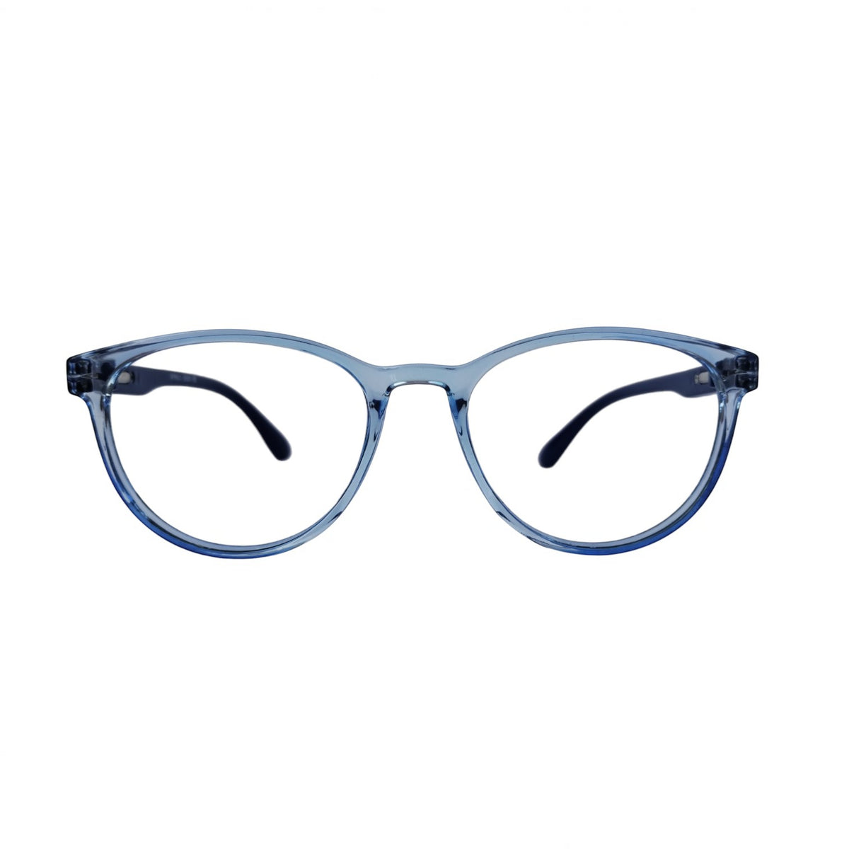 T20 Opticals EYRUS 3330 round panto full-rim glasses in transparent blue acetate for a retro-inspired look.