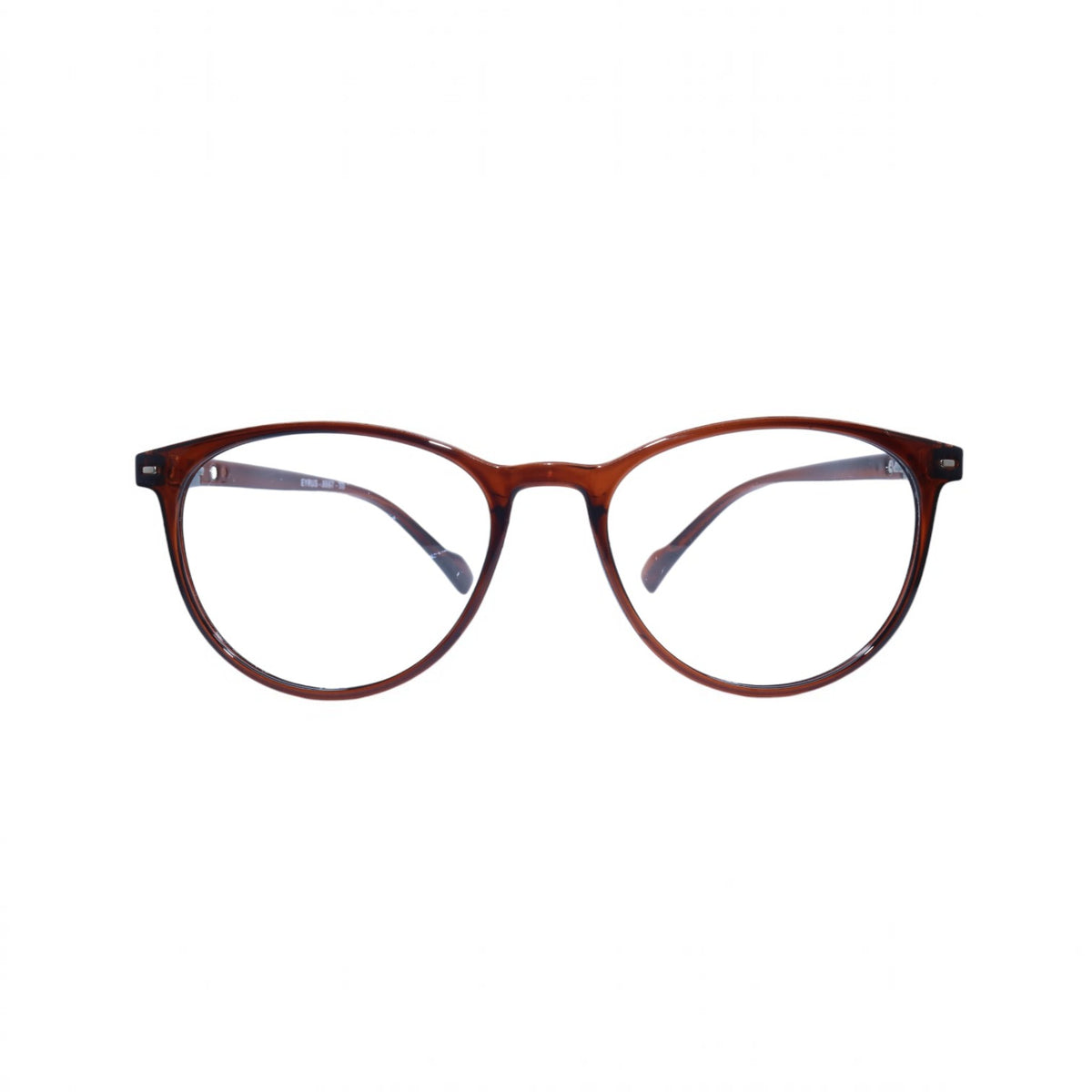 T20 Opticals EYRUS 6667 unisex round panto full-rim glasses in transparent brown acetate for everyday wear.