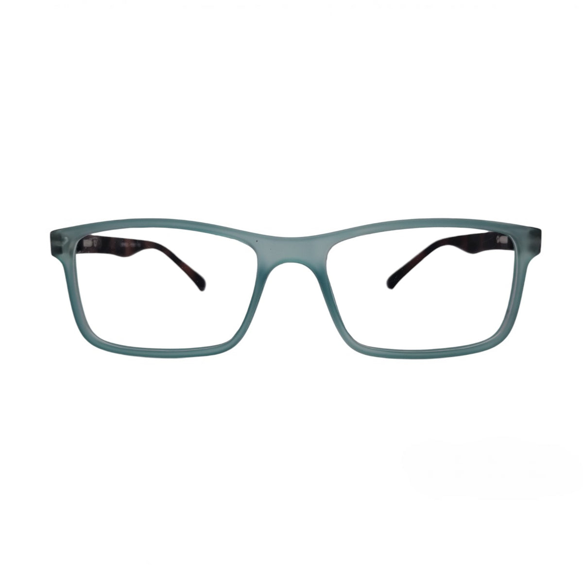 T20 Opticals EYRUS 17007 men's rectangle glasses with a matte aqua plastic frame and contrasting dark temples.